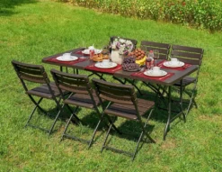 Garden Pleasure Klapptisch 180 X 74,5 X 73 Cm TABORA In Holzoptik - Klappsystem Mit Tragegriff -Grünwelt Exporteren Garten-Winkel bc9968d20dfce4487a6e4ee038192e77