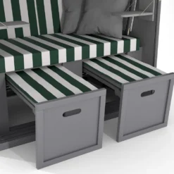 Sanzaro Strandkorb XL120 Cm Deluxe Zweisitzer Holz Und Poly-Rattan Volllieger 4 X Kissen Klappbare Rückenlehne 2 Personen Grün-Weiss Blockstreifen 19 Sanzaro Strandkorb XL120 Cm Deluxe Zweisitzer Holz Und Poly-Rattan Volllieger 4 X Kissen Klappbare Rückenlehne 2 Personen Grün-Weiss Blockstreifen -Grünwelt Exporteren Garten-Winkel bd255e76155363f71d77a3a1120904e3