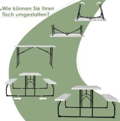 COSTWAY Klappbarer Picknicktisch Mit Bänken, 136 Cm Campingtisch-Set Für Draußen, Bierzeltgarnitur Biertischgarnitur Für Terrasse, Garten (Weiß) 9 COSTWAY Klappbarer Picknicktisch Mit Bänken, 136 Cm Campingtisch-Set Für Draußen, Bierzeltgarnitur Biertischgarnitur Für Terrasse, Garten (Weiß) -Grünwelt Exporteren Garten-Winkel bd72aa8b44472415bf49a17039b7c1b9