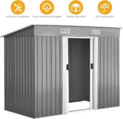 COSTWAY Gerätehaus Metall Gartenhaus 5m³ 238x131x181cm Mit 2 Schiebetüren Gartenhaus Geräteschuppen Für Outdoor & Garten -Grünwelt Exporteren Garten-Winkel be128adced153b9a8afa4424f54dfd88
