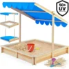Spielwerk Sandkasten Midi Mit Dach Höhenverstellbar Neigbar 120x120cm Sandkiste Holz Natur UV 50+ Sonnenschutz Abdeckung Sandbox Sandspielzeug Kinder