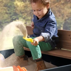AXI Sandkasten Ella Aus Holz Mit Deckel | Sand Kasten Mit Sitzbank & Abdeckung Für Kinder In Anthrazit & Braun | 100 X 95 Cm -Grünwelt Exporteren Garten-Winkel be39000f0464474a5426dfcbdc3e1568