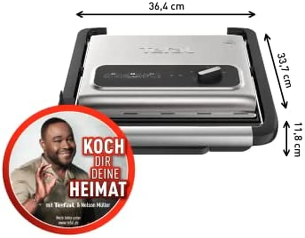 Tefal Kontaktgrill Inicio GC242D, Schwarz, Edelstahl, Rechteckig, Drehregler, 288 X 258 Mm, Scharnier, Fertig 10 Tefal Kontaktgrill Inicio GC242D, Schwarz, Edelstahl, Rechteckig, Drehregler, 288 X 258 Mm, Scharnier, Fertig – Bild 10