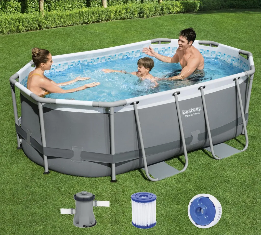 Bestway® Power Steel™ Frame Pool Set Mit Filterpumpe 305 X 200 X 84 Cm, Grau, Oval 15 Bestway® Power Steel™ Frame Pool Set Mit Filterpumpe 305 X 200 X 84 Cm, Grau, Oval – Bild 15