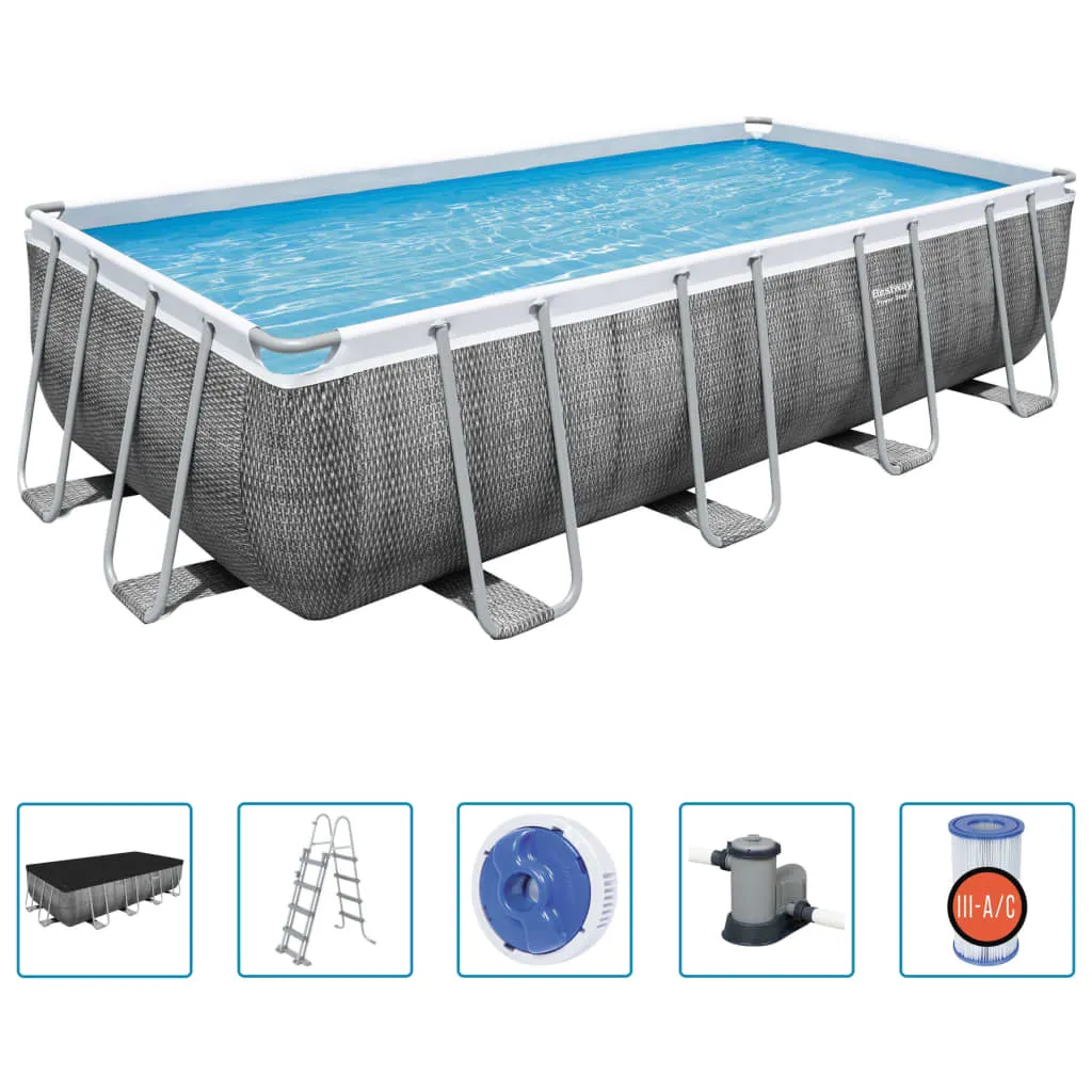 Bestway Power Steel™ Frame Pool Komplett-Set, Eckig, Mit Filterpumpe, Sicherheitsleiter & Abdeckplane 549 X 274 X 122 Cm, Schwimmbecken, Schwimmen, Pools 2 Bestway Power Steel™ Frame Pool Komplett-Set, Eckig, Mit Filterpumpe, Sicherheitsleiter & Abdeckplane 549 X 274 X 122 Cm, Schwimmbecken, Schwimmen, Pools – Bild 2