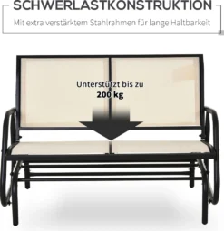 Outsunny Schaukelstuhl 2-Sitzer Gartenbank Gartenschaukel Sitzbank Parkbank Metall Gartenmöbel Schwarz+Beige 120 X 70 X 85 Cm -Grünwelt Exporteren Garten-Winkel bfc74565e1de77301e42ebc9c21587ec