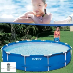 INTEX Frame Pool - Set Rondo Ø 366 X 76 Cm, Farbe: Blau; 128212NP -Grünwelt Exporteren Garten-Winkel c080f91148a5bf5641c766f810f8a6c5