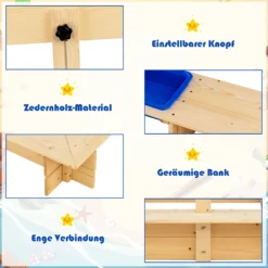 COSTWAY Sandkasten Für Kinder Aus Holz Im Freien, Überdachter Sandkasten Aus Ausgewähltem Zedernholz, Sandkasten-Spielzeug Hof-Spielstation Für 3-12 Jahre Alte Kinder -Grünwelt Exporteren Garten-Winkel c0fba5b175fe659ab42b8be0fd1c7e7c