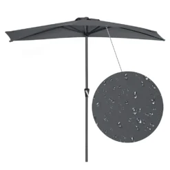 SONGMICS Sonnenschirm Ø 270cm Halbrund Sonnenschutz Bis UPF 50+ Balkonschirm Mit Kurbel Terrassenschirm Ohne Ständer Grau GPU31GY -Grünwelt Exporteren Garten-Winkel c10121ccd3faa1cbe74cb408884699ce