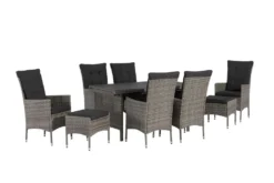 TrendLine Dining Möbelset Lyon 9-teilig Mit Ausziehtisch Inkl. Sitzkissen