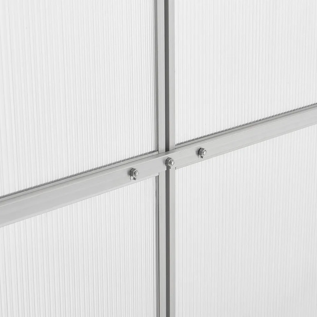 Juskys Aluminium Anlehn-Gewächshaus 2,4 M² – Treibhaus Mit Schiebetür, Fenster Zum Lüften & Stahl-Fundament – Stabiles Pflanzenhaus Für Garten 18 Juskys Aluminium Anlehn-Gewächshaus 2,4 M² – Treibhaus Mit Schiebetür, Fenster Zum Lüften & Stahl-Fundament – Stabiles Pflanzenhaus Für Garten – Bild 18