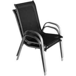 4Stk Wohaga Stapelstuhl Mit Textilenbespannung Grau/Schwarz -Grünwelt Exporteren Garten-Winkel c1e21dd7ef986a5dd15dd883a58f513c