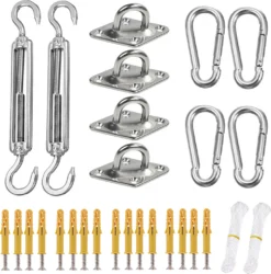 Sonnensegel Befestigungs Kit, Edelstahl Zubehör Montage Aufbau Set Für Viereck Und Dreieck Garten Awnings Mounting Assembly Set, Aufhängung Einfache Montage Für Garten Und Balkon