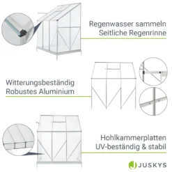 Juskys Aluminium Anlehn-Gewächshaus 2,4 M² – Treibhaus Mit Schiebetür, Fenster Zum Lüften & Stahl-Fundament – Stabiles Pflanzenhaus Für Garten 24 Juskys Aluminium Anlehn-Gewächshaus 2,4 M² – Treibhaus Mit Schiebetür, Fenster Zum Lüften & Stahl-Fundament – Stabiles Pflanzenhaus Für Garten -Grünwelt Exporteren Garten-Winkel c2797ddc41e9a9fe8a6b091da3b1fc0b