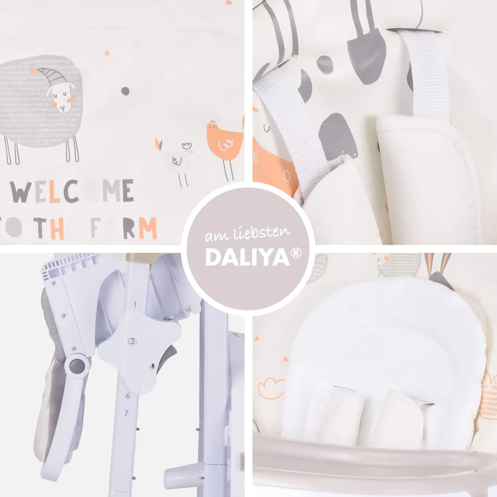 Daliya® SITONMI 3in1 Kinderhochstuhl - Babyliege Kinderstuhl Babystuhl Hochstuhl Mit 4 Räder - Korb - Neugeborenen Einlage 7 Fach Höhenverstellbar ( Beige ) 4 Daliya® SITONMI 3in1 Kinderhochstuhl - Babyliege Kinderstuhl Babystuhl Hochstuhl Mit 4 Räder - Korb - Neugeborenen Einlage 7 Fach Höhenverstellbar ( Beige ) – Bild 4