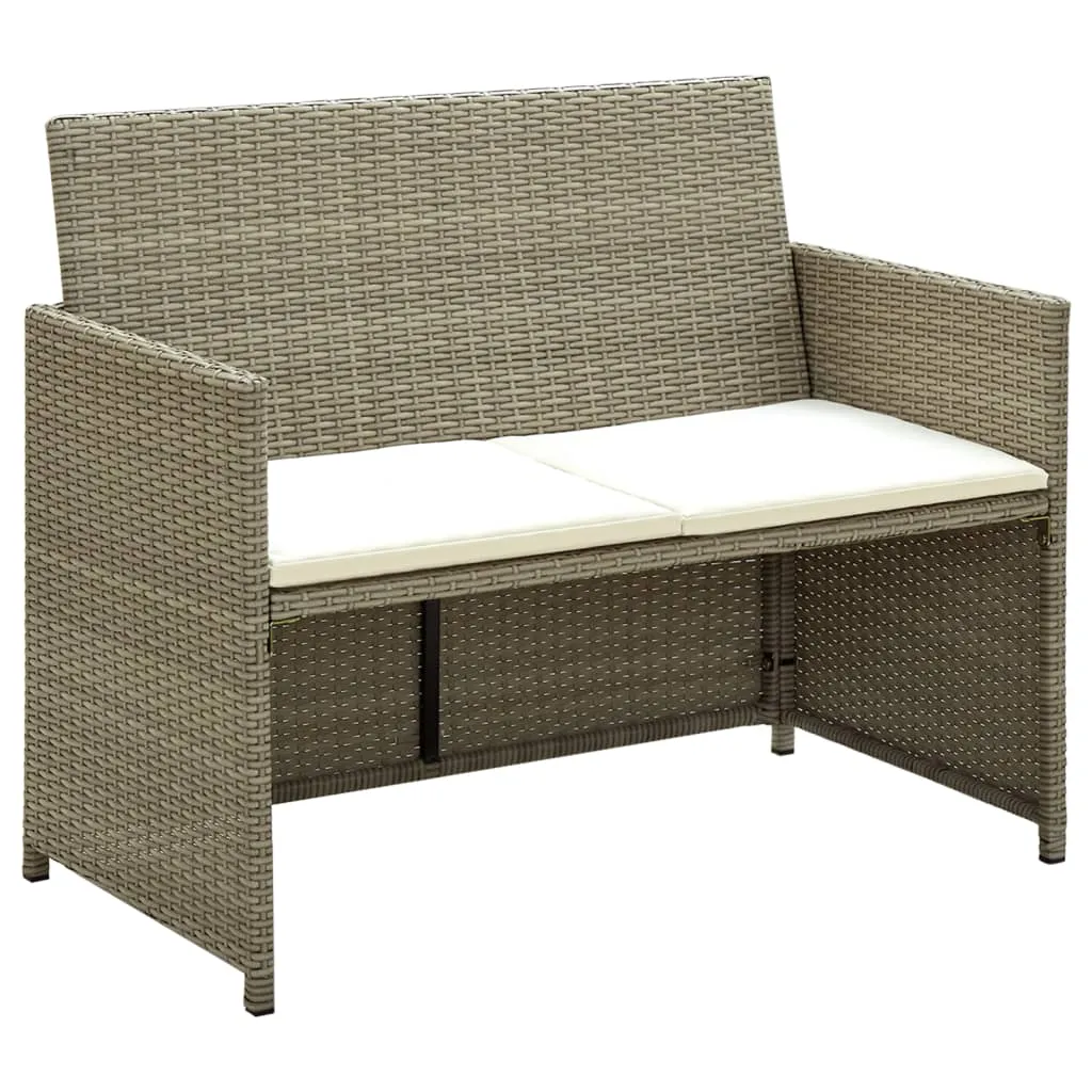 VidaXL 4-tlg. Garten-Lounge-Set Mit Auflagen Beige Poly Rattan 3 VidaXL 4-tlg. Garten-Lounge-Set Mit Auflagen Beige Poly Rattan – Bild 3