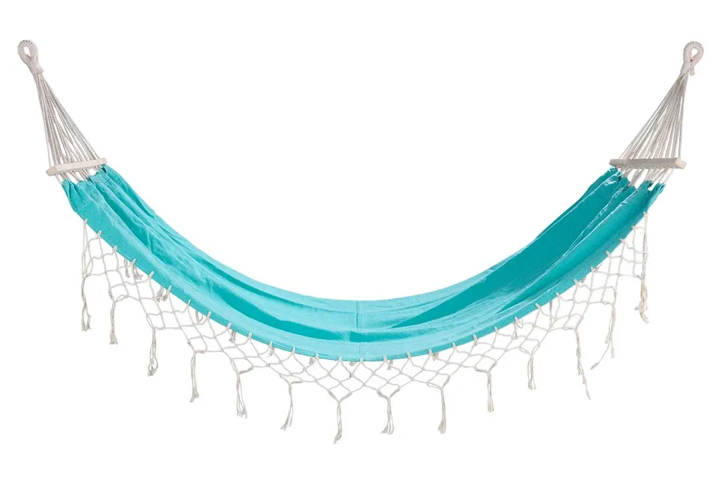 Hängematte - Aqua - Baumwolle - Polyester - 200 X 100 Cm 1 Hängematte - Aqua - Baumwolle - Polyester - 200 X 100 Cm