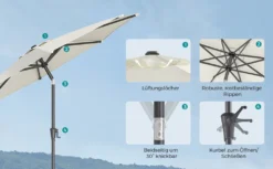 SONGMICS Sonnenschirm 300 Cm, UPF 50+, Beidseitig Um 30° Knickbar, Sonnenschutz, Mit Kurbel Zum Öffnen/Schließen, Beige GPU30BE -Grünwelt Exporteren Garten-Winkel c417c813dd068eb8712f808818f921c6