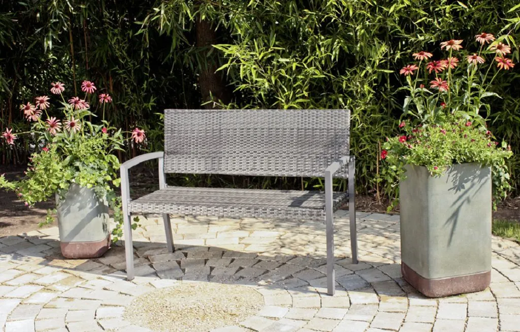 Garden Pleasure Parkbank Sanremo Rattan Optik Garten Bank Sitzbank Möbel Coffee 5 Garden Pleasure Parkbank Sanremo Rattan Optik Garten Bank Sitzbank Möbel Coffee – Bild 5