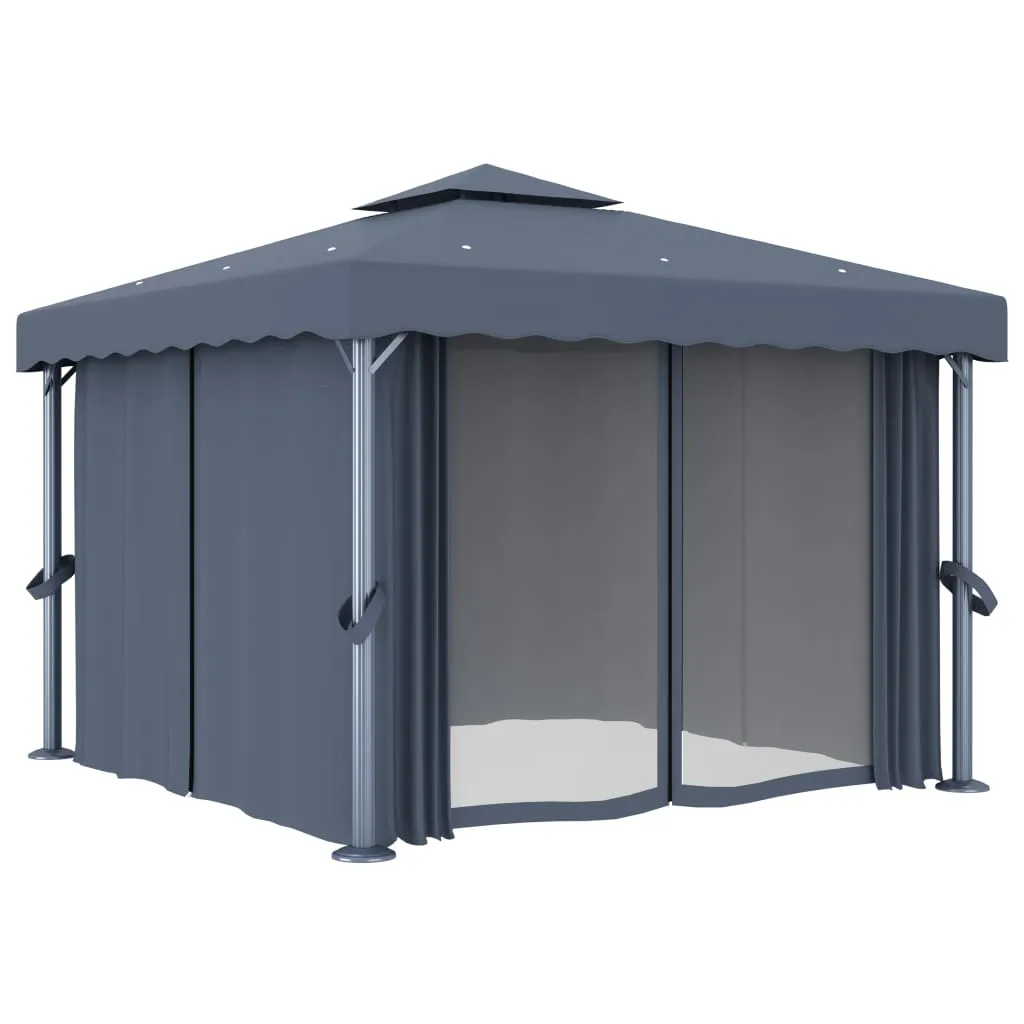 VidaXL Pavillon Mit Vorhang 3x3 M Anthrazit Aluminium 1 VidaXL Pavillon Mit Vorhang 3x3 M Anthrazit Aluminium