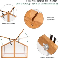 MCombo Frühbeet Gewächshaus Treibhaus 2 Dachfenster Holz Und Polycarbonat 0145 -Grünwelt Exporteren Garten-Winkel c4d5a1a495ae14a2b2544459f1134dc7