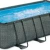 Summer Waves Premium FRAME Pool, Rattanoptik, PVC/Stahl, 549x274x132, Jede Menge Zubehör Inklusive, Rechteckig