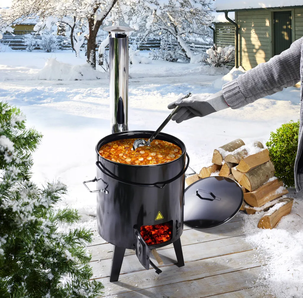 EL Fuego Gulaschkanone, Gulaschofen, Eintopfofen, "Szeged" + GRATIS Dazu: Schöpfkelle, Edelstahl, 23 Cm 2 EL Fuego Gulaschkanone, Gulaschofen, Eintopfofen, "Szeged" + GRATIS Dazu: Schöpfkelle, Edelstahl, 23 Cm – Bild 2