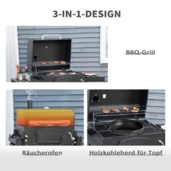 HOMCOM Outsunny Holzkohlegrill BBQ Gartengrill Mit Deckel Und Ablagen Metall Smoker BBQ Warmhalteplatte Regale Gartenparty Transportrollen Schwarz 124 X 66 X 112 Cm 12 HOMCOM Outsunny Holzkohlegrill BBQ Gartengrill Mit Deckel Und Ablagen Metall Smoker BBQ Warmhalteplatte Regale Gartenparty Transportrollen Schwarz 124 X 66 X 112 Cm -Grünwelt Exporteren Garten-Winkel c5bedb3d64f60f26924a9a8b2ead3191