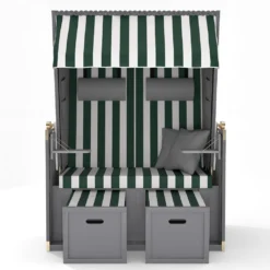 Sanzaro Strandkorb XL120 Cm Deluxe Zweisitzer Holz Und Poly-Rattan Volllieger 4 X Kissen Klappbare Rückenlehne 2 Personen Grün-Weiss Blockstreifen 14 Sanzaro Strandkorb XL120 Cm Deluxe Zweisitzer Holz Und Poly-Rattan Volllieger 4 X Kissen Klappbare Rückenlehne 2 Personen Grün-Weiss Blockstreifen -Grünwelt Exporteren Garten-Winkel c5d9517a60dcf0f1bb25e426a83b2b04