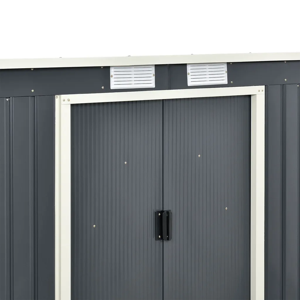 Juskys Metall Gerätehaus M Mit Pultdach, Schiebetür & Fundament - 4m³ - 213×130×173 Cm - Anthrazit - Geräteschuppen Gartenhaus Garten Schuppen 7 Juskys Metall Gerätehaus M Mit Pultdach, Schiebetür & Fundament - 4m³ - 213×130×173 Cm - Anthrazit - Geräteschuppen Gartenhaus Garten Schuppen – Bild 7