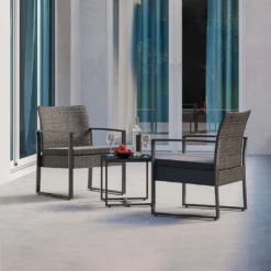 Polypropylen Gartenmöbel Set, Inkl. 2 Sitzgruppe Und 1 Tisch, Sitzgruppe Balkon 3er Garten Set, Terrasse Wetterfeste Balkonmöbel, Schwarz -Grünwelt Exporteren Garten-Winkel c63e1fb775fbee0eb411e3ace9a349a1