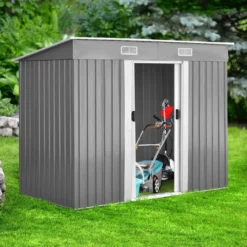 COSTWAY Gerätehaus Metall Gartenhaus 5m³ 238x131x181cm Mit 2 Schiebetüren Gartenhaus Geräteschuppen Für Outdoor & Garten -Grünwelt Exporteren Garten-Winkel c697bb5d9733fb0ec8a39c3910d80705