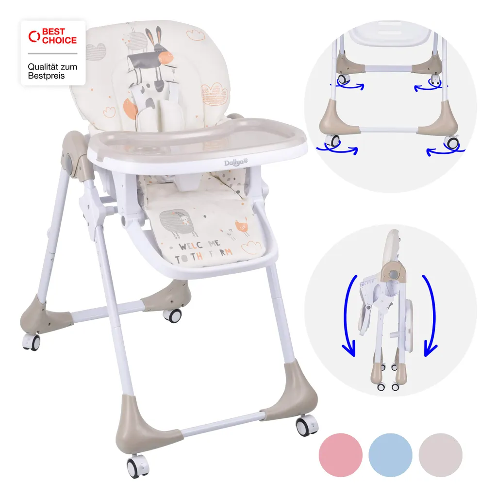 Daliya® SITONMI 3in1 Kinderhochstuhl - Babyliege Kinderstuhl Babystuhl Hochstuhl Mit 4 Räder - Korb - Neugeborenen Einlage 7 Fach Höhenverstellbar ( Beige ) 1 Daliya® SITONMI 3in1 Kinderhochstuhl - Babyliege Kinderstuhl Babystuhl Hochstuhl Mit 4 Räder - Korb - Neugeborenen Einlage 7 Fach Höhenverstellbar ( Beige )