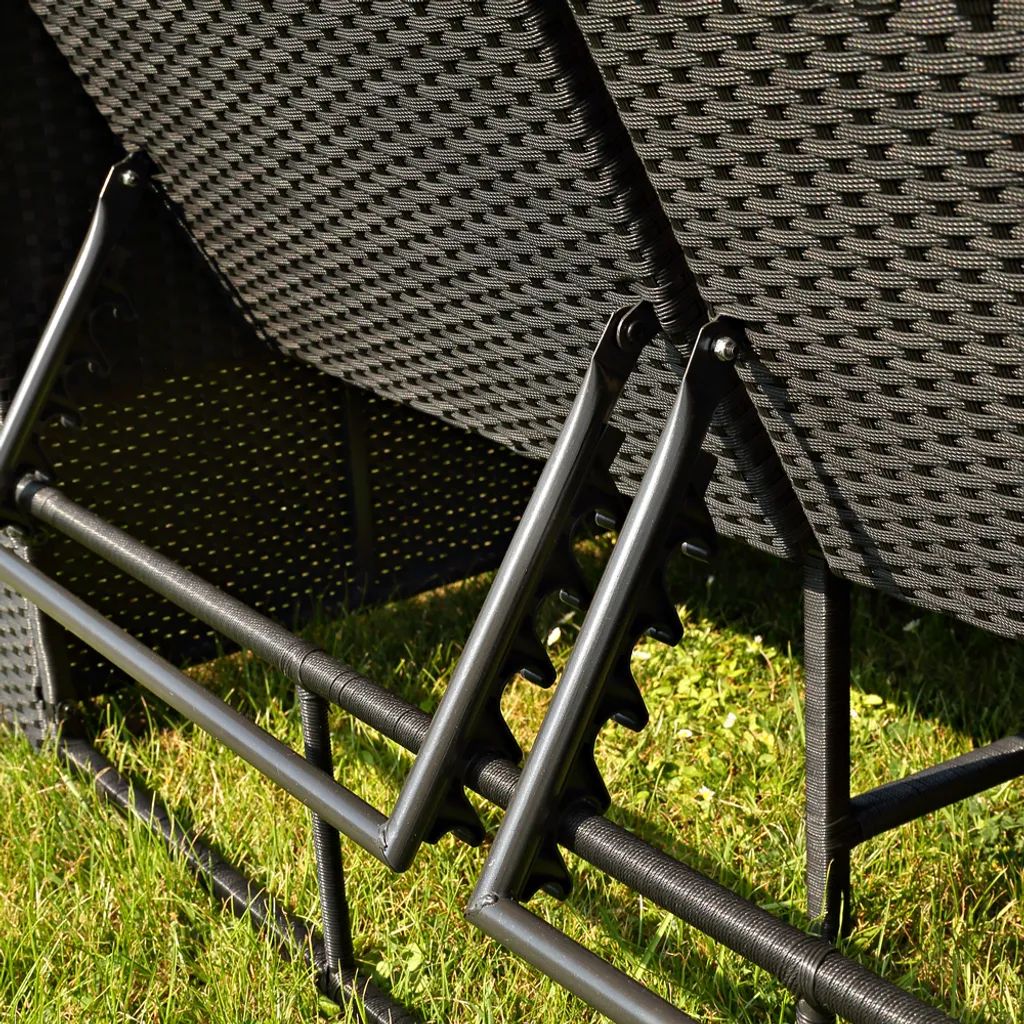 Mucola Sonnenbett Strandkorb Sonnenliege Rattan Bett Inkl. Dach Rattan - Schwarz Rattan Dach Rattan Strandkorb Liegebett Relaxliege 8 Mucola Sonnenbett Strandkorb Sonnenliege Rattan Bett Inkl. Dach Rattan - Schwarz Rattan Dach Rattan Strandkorb Liegebett Relaxliege – Bild 8