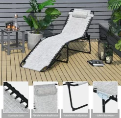 COSTWAY Klappbare Sonnenliege, Gartenliege 5 Stufen Verstellbar, Campingliege Klappbett, Liege Bett Bis 120 Kg Belastbar, Reiseliege Für Pool, Strand (Grau) -Grünwelt Exporteren Garten-Winkel c77b0f87c3edc36fa7ddfe95aa759ba9