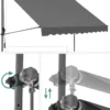 SONGMICS Balkonmarkise, 300 Cm, Alu-Klemmmarkise, 280 G/m² Polyester, Höhenverstellbar, Sonnenmarkise, Mit Handkurbel, Sonnenschutz, Für Balkon, Terrasse, Garten, Anthrazit GSA313G02