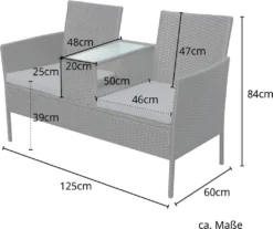 SVITA Rattan Bank Chicago Grau Gartenbank -Grünwelt Exporteren Garten-Winkel c80d0ee7e5a827003bd0235e7b021a66