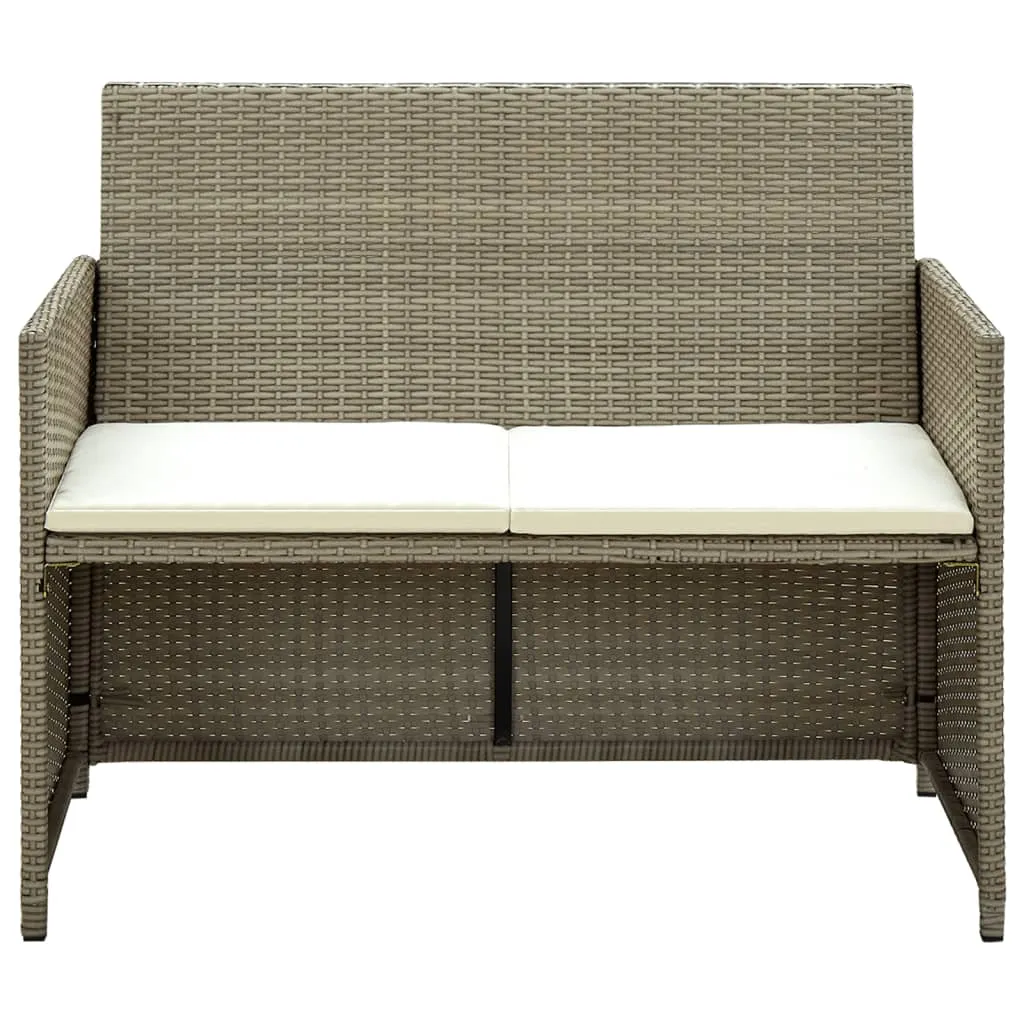 VidaXL 4-tlg. Garten-Lounge-Set Mit Auflagen Beige Poly Rattan 4 VidaXL 4-tlg. Garten-Lounge-Set Mit Auflagen Beige Poly Rattan – Bild 4