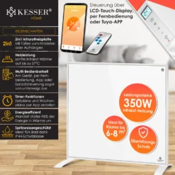 KESSER® Infrarotheizung Energiesparend Infrarot 2in1 Standgerät & Wandmontage Elektroheizung Mit Fernbedienung Thermostat & App-Steuerung Timer Elektrisch Heizpaneel Heizung Konvektor Standfüße, Farbe:Weiß, Größe:350W -Grünwelt Exporteren Garten-Winkel c8516108a975bdc60b843296ebcdf1cf