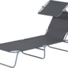 Outsunny Sonnenliege Gartenliege Wellnessliege Strandliege Klappbar Mit Sonnenschutz Grau 187 X 58 X 36 Cm