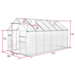 Tectake Gewächshaus Aus Aluminium Ohne Fundament - 375 X 185 X 195 Cm -Grünwelt Exporteren Garten-Winkel c8ade92a390f2b692081ccb0b8d26aee