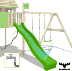 FATMOOSE Spielturm Klettergerüst JazzyJungle Mit Schaukel SurfSwing & Rutsche, Spielhaus Mit Sandkasten, Leiter & Spiel-Zubehör - Rot -Grünwelt Exporteren Garten-Winkel c8d5b1e8a0c74bf3c06eca446898c167 1