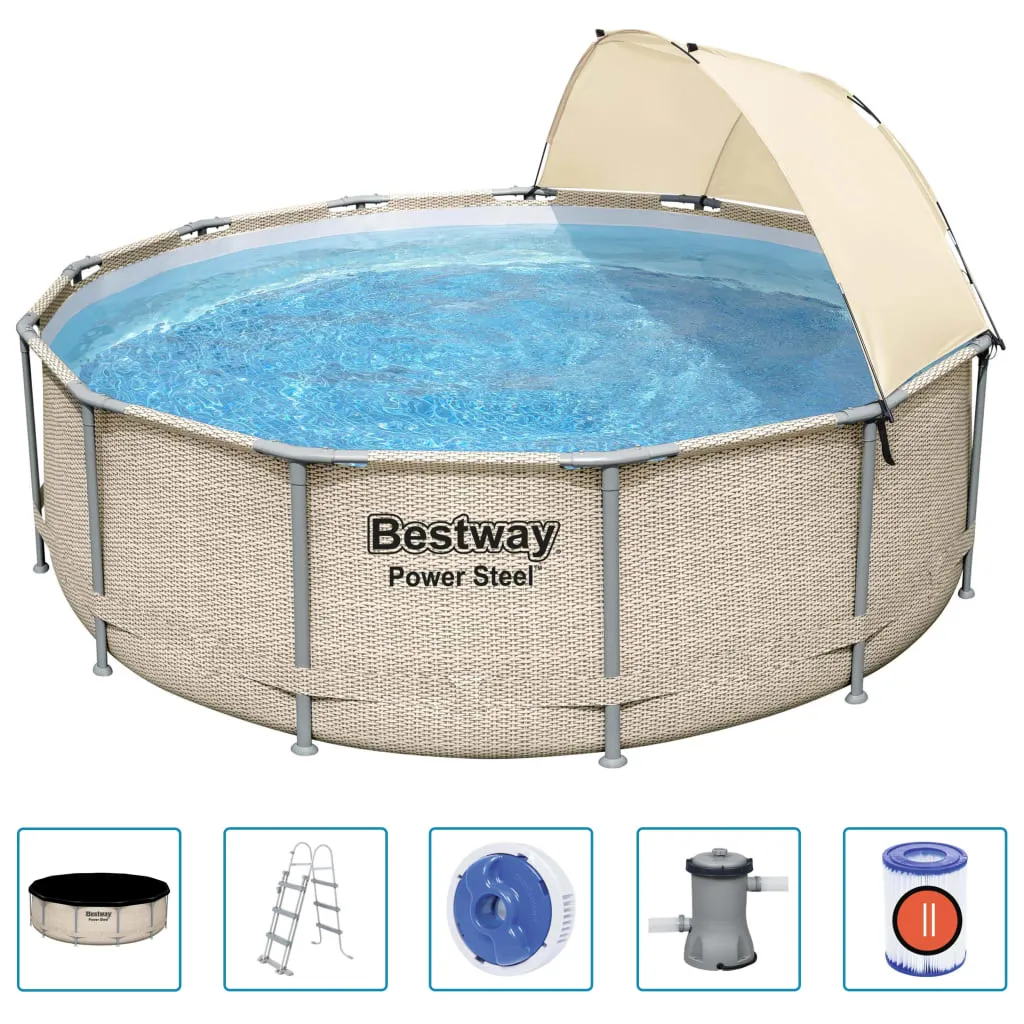 Bestway Power Steel Swimmingpool-Set Mit Dach 396x107 Cm 2 Bestway Power Steel Swimmingpool-Set Mit Dach 396x107 Cm – Bild 2