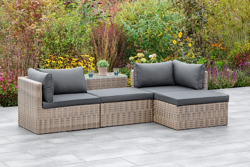 Merxx Multifunktionsset "Licosa" - Aluminiumgestell Mit Kunststoffgeflecht Naturgrau, Inkl. Kissen 4 Merxx Multifunktionsset "Licosa" - Aluminiumgestell Mit Kunststoffgeflecht Naturgrau, Inkl. Kissen – Bild 4