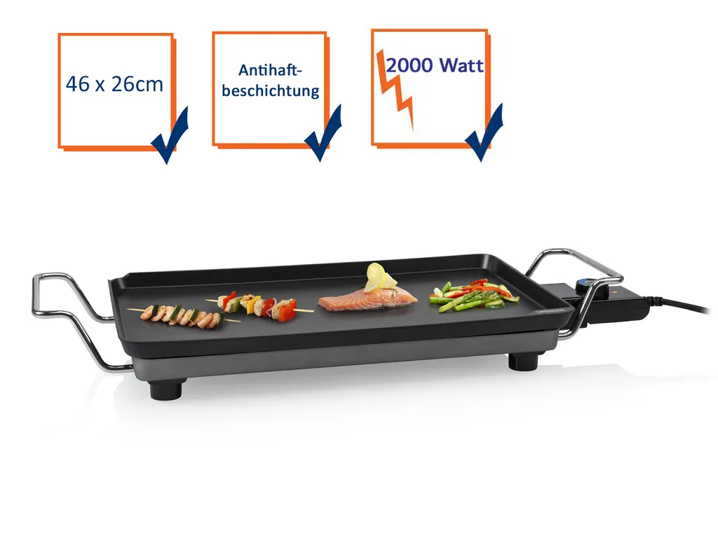 Princess Tischgrill/ Teppanyaki Grill 102300, Arbeitsfläche, Aluminium, Schwarz, Aluminium, 460 X 260 Mm, 6 Person(en) 3 Princess Tischgrill/ Teppanyaki Grill 102300, Arbeitsfläche, Aluminium, Schwarz, Aluminium, 460 X 260 Mm, 6 Person(en) – Bild 3