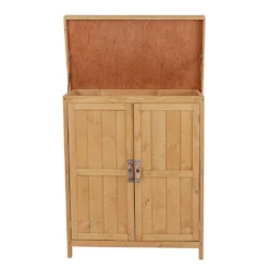 Outsunny Geräteschrank Geräteschuppen Gartenschrank 2 Fächer Tannenholz Natur 74 X 43 X 88cm -Grünwelt Exporteren Garten-Winkel ca821ceed83e8f7145f8e6f71e26f023