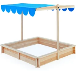 Spielwerk Sandkasten Midi Mit Dach Höhenverstellbar Neigbar 120x120cm Sandkiste Holz Natur UV 50+ Sonnenschutz Abdeckung Sandbox Sandspielzeug Kinder -Grünwelt Exporteren Garten-Winkel caadfc1768309875e4be3c2f836aa932