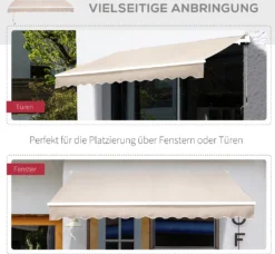 Outsunny Markise Gelenkarmmarkise Sonnenschutz Balkon Creme 3x2,5m -Grünwelt Exporteren Garten-Winkel cb08ecce38f6315afcd0e35b1f251d12