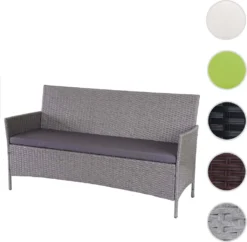 3-Sitzer Poly-Rattan Gartenbank Halden, Sitzbank Grau, Kissen Anthrazit -Grünwelt Exporteren Garten-Winkel cb189df31f4424fce1b46bb451bf7378