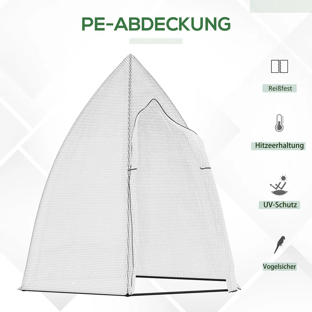 Outsunny Mini Gewächshaus Überwinterungszelt Für Pflanzen Mit Rolltür Garten Balkon Winterschutz Weiß 160 X 138 X 180 Cm 4 Outsunny Mini Gewächshaus Überwinterungszelt Für Pflanzen Mit Rolltür Garten Balkon Winterschutz Weiß 160 X 138 X 180 Cm – Bild 4